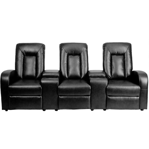 Flash Furniture Eclipse Series 3-Seat Reclining Black LeatherSoft