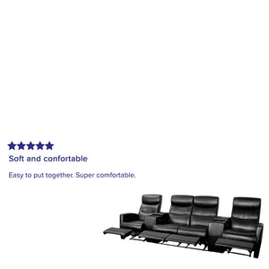 Flash Furniture Anetos Series 4-Seat Reclining Black LeatherSoft