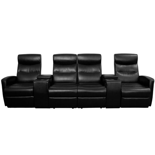 Flash Furniture Anetos Series 4-Seat Reclining Black LeatherSoft
