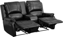 Load image into Gallery viewer, Flash Furniture Allure Series 2-Seat Reclining Pillow Back Black LeatherSoft