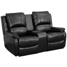 Load image into Gallery viewer, Flash Furniture Allure Series 2-Seat Reclining Pillow Back Black LeatherSoft