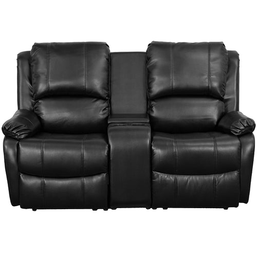 Flash Furniture Allure Series 2-Seat Reclining Pillow Back Black LeatherSoft