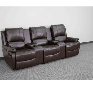Flash Furniture Allure Series 3-Seat Reclining Pillow Back Brown LeatherSoft