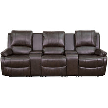 Load image into Gallery viewer, Flash Furniture Allure Series 3-Seat Reclining Pillow Back Brown LeatherSoft