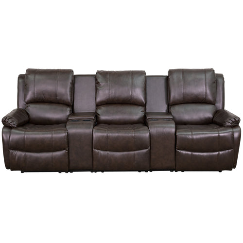 Flash Furniture Allure Series 3-Seat Reclining Pillow Back Brown LeatherSoft