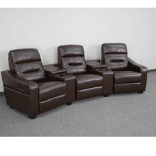 Load image into Gallery viewer, Flash Furniture Futura Series 3-Seat Reclining Brown LeatherSoft
