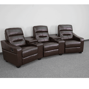 Flash Furniture Futura Series 3-Seat Reclining Brown LeatherSoft