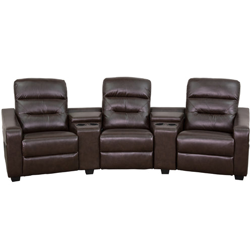 Flash Furniture Futura Series 3-Seat Reclining Brown LeatherSoft