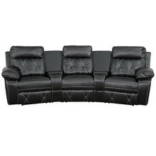 Load image into Gallery viewer, Flash Furniture Reel Comfort Series 3-Seat Curved Reclining Black LeatherSoft