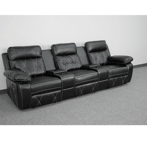 Flash Furniture Reel Comfort Series 3-Seat Reclining Straight Black LeatherSoft