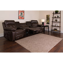 Load image into Gallery viewer, Flash Furniture Reel Comfort Series 3-Seat Curved Reclining Brown LeatherSoft