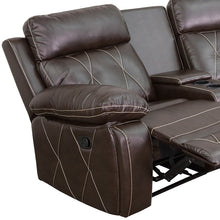 Load image into Gallery viewer, Flash Furniture Reel Comfort Series 3-Seat Curved Reclining Brown LeatherSoft