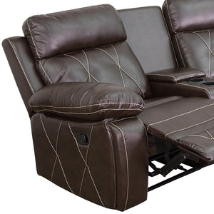 Flash Furniture Reel Comfort Series 3-Seat Curved Reclining Brown LeatherSoft