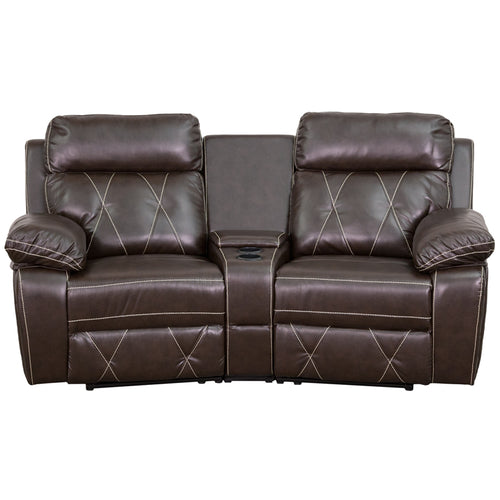 Flash Furniture Reel Comfort Series 2-Seat Curved Reclining Brown LeatherSoft