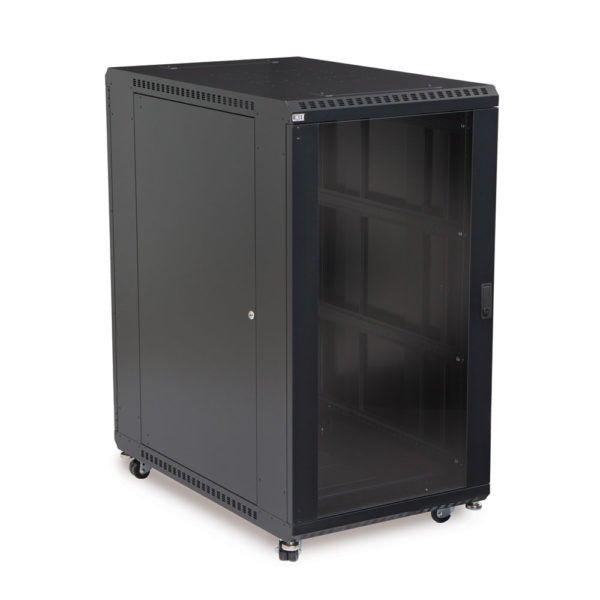 Kendall Howard 22U LINIER® A/V Cabinet - Glass/Solid Doors - 36