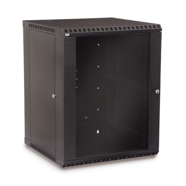 Kendall Howard 15U LINIER® Fixed A/V Wall Mount Cabinet - Glass Door (3140-3-001-15)