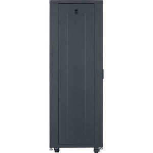 Lowell Mfg Equipment Rack-Designer-35U, 24inD, Glass Front Door, Steel Rear Door, Removable Side Panels