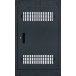 Lowell Mfg Equipment Rack-Enclosed-24U, 27in Deep, 1pr Adjustable Rails, Rear Door