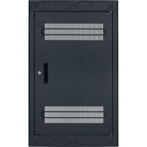 Lowell Mfg Equipment Rack-Enclosed-18U, 27in Deep, 1pr Adjustable Rails, Rear Door
