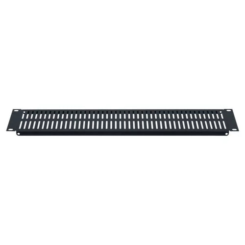 Lowell Mfg Equipment Rack Panel-Blank Aluminum Vent Panel—Brushed, With flange 1U-2U