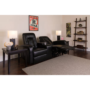 Flash Furniture Eclipse Series 2-Seat Push Button Motorized Reclining Black LeatherSoft