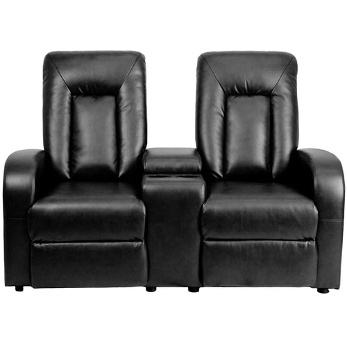 Flash Furniture Eclipse Series 2-Seat Push Button Motorized Reclining Black LeatherSoft