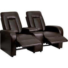 Load image into Gallery viewer, Flash Furniture Eclipse Series 2-Seat Push Button Motorized Reclining Brown LeatherSoft