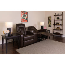 Load image into Gallery viewer, Flash Furniture Eclipse Series 2-Seat Push Button Motorized Reclining Brown LeatherSoft