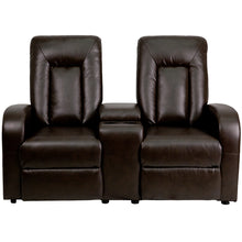 Load image into Gallery viewer, Flash Furniture Eclipse Series 2-Seat Push Button Motorized Reclining Brown LeatherSoft