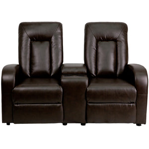 Flash Furniture Eclipse Series 2-Seat Push Button Motorized Reclining Brown LeatherSoft