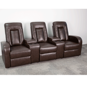 Flash Furniture Eclipse Series 3-Seat Reclining Brown LeatherSoft