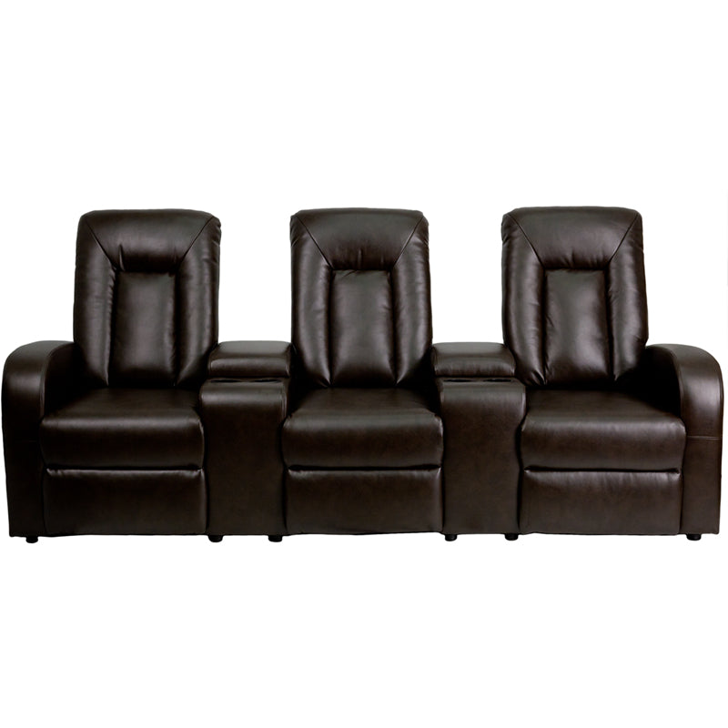 Flash Furniture Eclipse Series 3-Seat Reclining Brown LeatherSoft