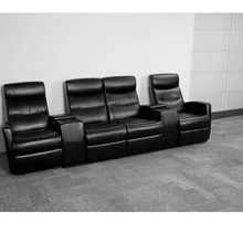Load image into Gallery viewer, Flash Furniture Anetos Series 4-Seat Reclining Black LeatherSoft
