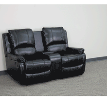 Load image into Gallery viewer, Flash Furniture Allure Series 2-Seat Reclining Pillow Back Black LeatherSoft