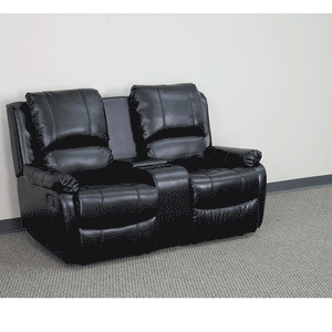 Flash Furniture Allure Series 2-Seat Reclining Pillow Back Black LeatherSoft