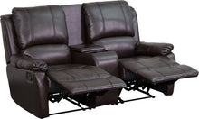 Load image into Gallery viewer, Flash Furniture Allure Series 2-Seat Reclining Pillow Back Brown LeatherSoft