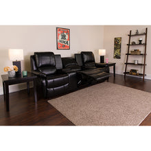 Load image into Gallery viewer, Flash Furniture Allure Series 3-Seat Reclining Pillow Back Black LeatherSoft