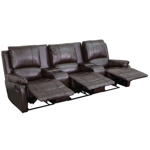 Flash Furniture Allure Series 3-Seat Reclining Pillow Back Brown LeatherSoft