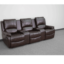 Load image into Gallery viewer, Flash Furniture Allure Series 3-Seat Reclining Pillow Back Brown LeatherSoft