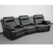 Load image into Gallery viewer, Flash Furniture Reel Comfort Series 3-Seat Curved Reclining Black LeatherSoft