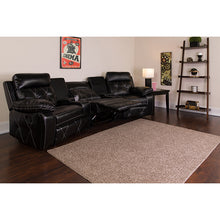 Load image into Gallery viewer, Flash Furniture Reel Comfort Series 3-Seat Curved Reclining Black LeatherSoft