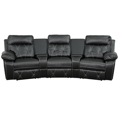 Flash Furniture Reel Comfort Series 3-Seat Curved Reclining Black LeatherSoft