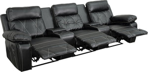 Flash Furniture Reel Comfort Series 3-Seat Reclining Straight Black LeatherSoft