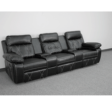 Load image into Gallery viewer, Flash Furniture Reel Comfort Series 3-Seat Reclining Straight Black LeatherSoft
