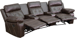 Flash Furniture Reel Comfort Series 3-Seat Curved Reclining Brown LeatherSoft