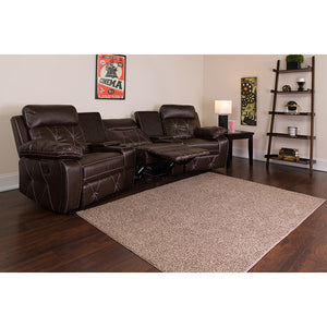Flash Furniture Reel Comfort Series 3-Seat Curved Reclining Brown LeatherSoft