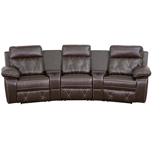 Flash Furniture Reel Comfort Series 3-Seat Curved Reclining Brown LeatherSoft