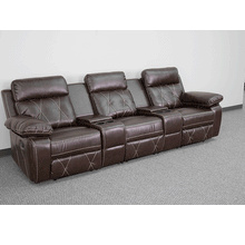 Load image into Gallery viewer, Flash Furniture Reel Comfort Series 3-Seat Reclining Straight Brown LeatherSoft