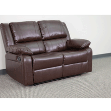 Load image into Gallery viewer, Flash Furniture Harmony Series Brown Leather Soft Loveseat with Two Built-In Recliners