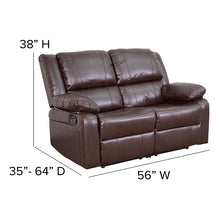 Load image into Gallery viewer, Flash Furniture Harmony Series Brown Leather Soft Loveseat with Two Built-In Recliners